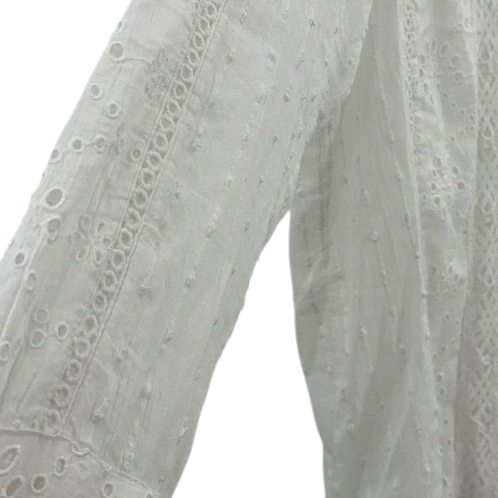 Sundance White Eyelet Lace XL Boho Victorian Cottagecore Cotton Button Front Top - Picture 3 of 14